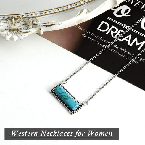 Western Necklaces for Women Western Necklace Set Bohemian Turquoise Hippie Accessories Ligtning Pendant Necklace Set 90S Cowgirl Necklace Jewelry ...
