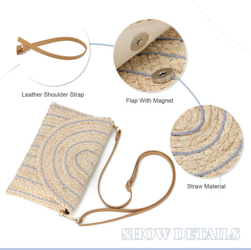 SUKUTU Women Straw Clutch Bag Summer Beach Handwoven Envelope Wallet Crossbody Handbags...