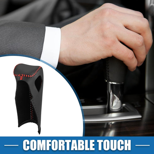 Car Shift Boot Cover Gear Knob Shifter Boot for Chevy Sonic 2012-2020 Faux Leather Black Red Stitches...