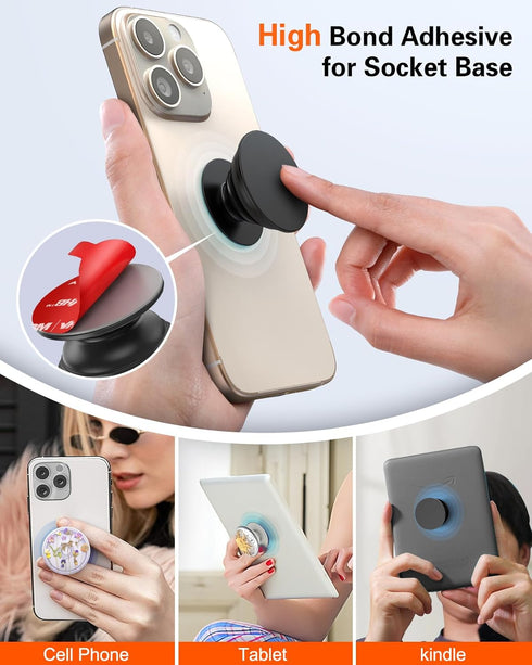 volport Extra 3M Tape Super Sticky Adhesive Replacement and Phone Magnet Sticker Disc for Reusing Grip Stand Socket Base, Circle Double Sided Car ...