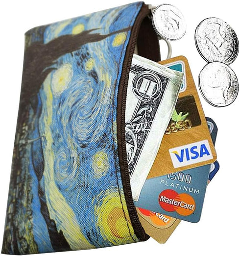 Van Gogh Starry Night Change Purse for Women With Zipper Coin Pouch Coin Bag Zipper Clutch Pouch Small Wallet Gifts for Women Girls...