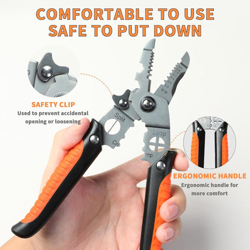 Multifunction 9-in-1 Wire Cutter Stripper Tool,8-in Professional Electrical Wire Crimper,9-23 AWG Electrician Wiring Tools,Cable,Wire Cutters Tool...