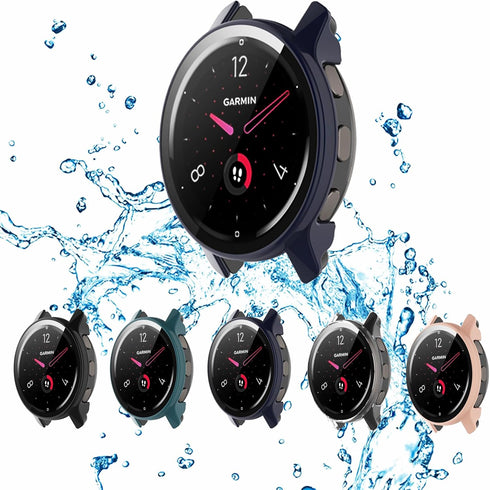 5-Pack Screen Protector with Tempered Glass Compatible with Garmin Venu 2 / Garmin vivoactive 4 Smartwatch, Hard PC Bumper Case Ultra-Thin Scratch...