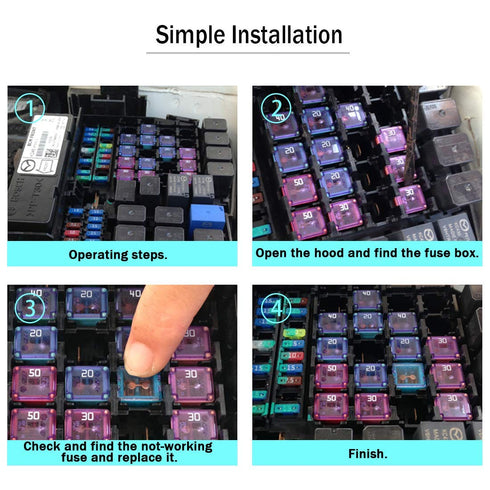30 pc Automotive Low Profile Box Shaped Fuse Kit for Ford, Chevy/GM, Nissan, and Toyota Pickup Trucks, Cars and SUVs...