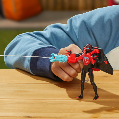Marvel Spider-Man Aqua Web Warriors 4-Inch Miles Morales Action Figure with Refillable Water Gear Accessory, Action Figures for Boys and Girls 4 a...