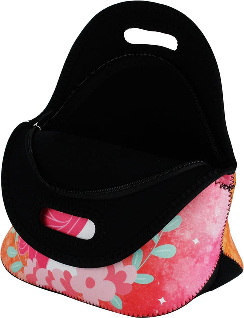 Violet Mist Cute Unicorn Neoprene Lunch Bag Pink Reusable Lunch Box Insulated Lunch Bags Tote Thermal Waterproof Lunch Handbag with Zipper Picnic ...