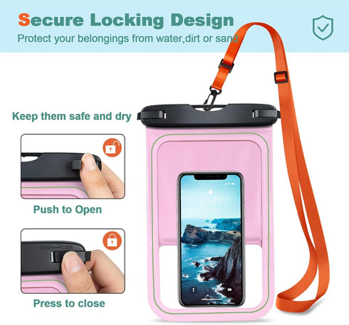 SUPFINE [2 Pcs Waterproof Phone Pouch Floating, Large Cell Phone Case, IPX8 Waterproof Dry Bag with Lanyard for iPhone 15 Pro Max/14/13/12/Galaxy ...