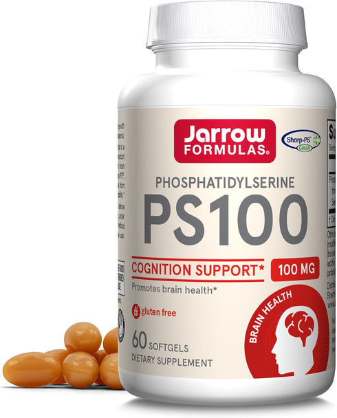 Jarrow Formulas 100 mg Phosphatidylserine (PS 100), Supports Brain Health, Soy Free, White, 60 Count...
