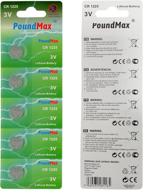 CR 1225 Batteries 3v Lithium Button Cell Battery Combo Pack - 5 Count...