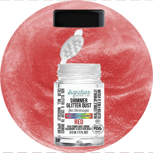 Color Series Shimmer Glittter Dust for Beverages 3 Gram Sprinkler (Red)...