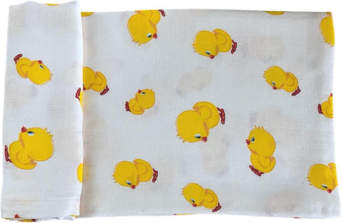 Chick Muslin Swaddle Blanket I Animal Print Newborn Receiving Blanket I Organic Cotton Baby Wrap...