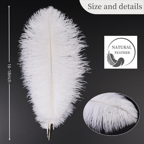 Shekyeon White 16-18inch 40-45cm Ostrich Feather DIY Craft Feather Pack of 10...