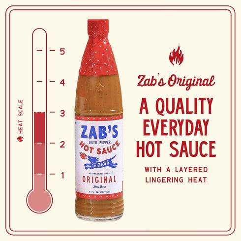 Hot Sauce by Zab's Zesty Original Style (1 Pack, 12 Fl. Oz) | Signature Slow Burn from Rare Datil Peppers | Plant Based and Keto Friendly...