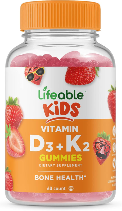 Lifeable Vitamin D3 + K2 - Great Tasting Natural Flavor Gummy Supplement Vitamins - Gluten Free Vegetarian and Non-GMO Chewable - for Strong and H...