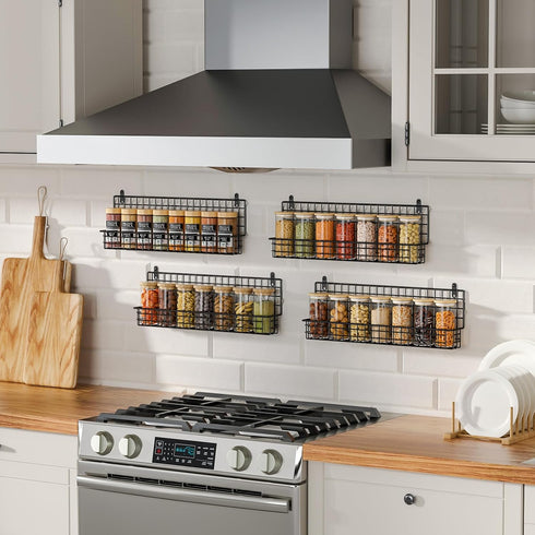X-cosrack 4 Pack Spice Rack Wall Mount, Upgraded Connectable Seasoning Organizer for Space-Saving, Hanging Spice Storage for Cabinet/Pantry Door (...