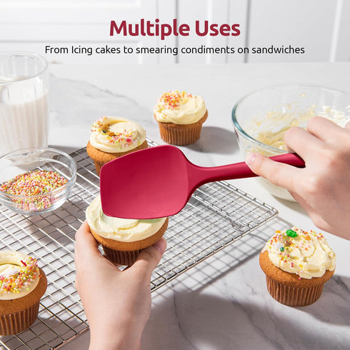 U-Taste Silicone Spoon Spatula Set: 480ºF Heat Resistant Food Grade Flexible Rubber Spoonula, Nonstick Cooking Mixing Scooping Kitchen Baking Scra...