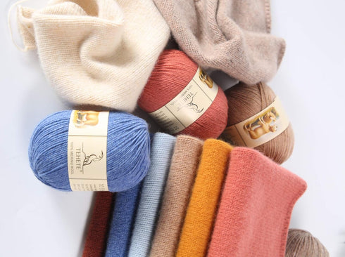 TEHETE 100% Merino Wool Yarn for Knitting 3-Ply Luxury Warm Soft Lightweight Crochet Yarn (Star Blue)...