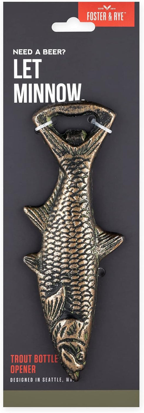 Foster & Rye Cast Iron Fish Bottle Cap Opener, Rustic Beer Bottle Opener for Home Bar, Kitchen, and Outdoor Use, Perfect for BBQs, Tailgates, Craf...