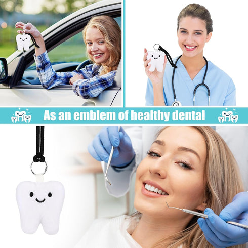 24 Set Funny Dental Assistant Gift Tooth Plush Keychains Dental Toy Dentist Appreciation Gifts for Back to School Hygienist Nurse Student Coworker...