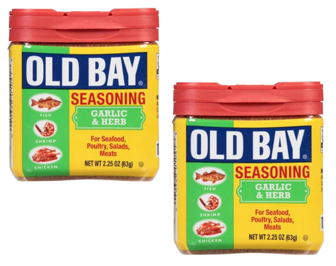 Ole Bay Seasoning - Garlic and Herb - Pack of Two - For Seafood, Poultry, Salads, and Meats - World Famous Seasoning Flavor - Smiling Sweets - Cer...