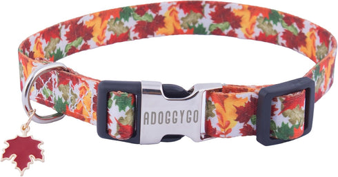 ADOGGYGO Fall Dog Collar, Thanksgiving Dog Collars Adjustable Soft Fall Leaves Thanksgiving Collars for Small Medium Large Dogs (Medium, Fall)...
