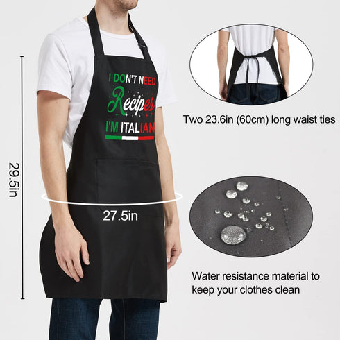 Chef Apron for Men - Italian Gifts for Women, Italian Party Decorations, Funny Pizza Apron for Cooking BBQ Grill Kitchen Dad Mom Father Husband Wi...