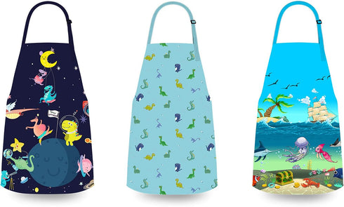 Kids Apron for Boys, Unisex Apron With Adjustable Neck strap, Kitchen Bib Apron for Cooking Painting Baking...