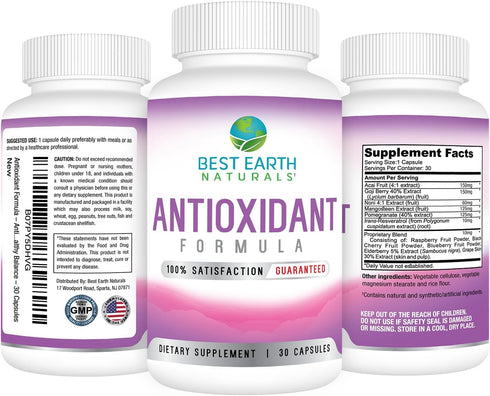 Best Earth Naturals Antioxidant Supplement with Pomegranate, Mangosteen, Goji Berry Capsules for Immune Support - 30 Day Supply...