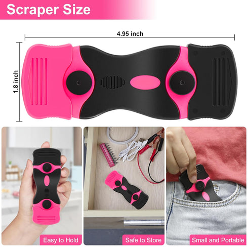 THINKWORK Razor Blade Scraper - Pink Razor Scraper Gift for Women, 2-in-1 Scraper Tool Set with 20Pcs Razor Blades for Removing Window Labels, Dec...