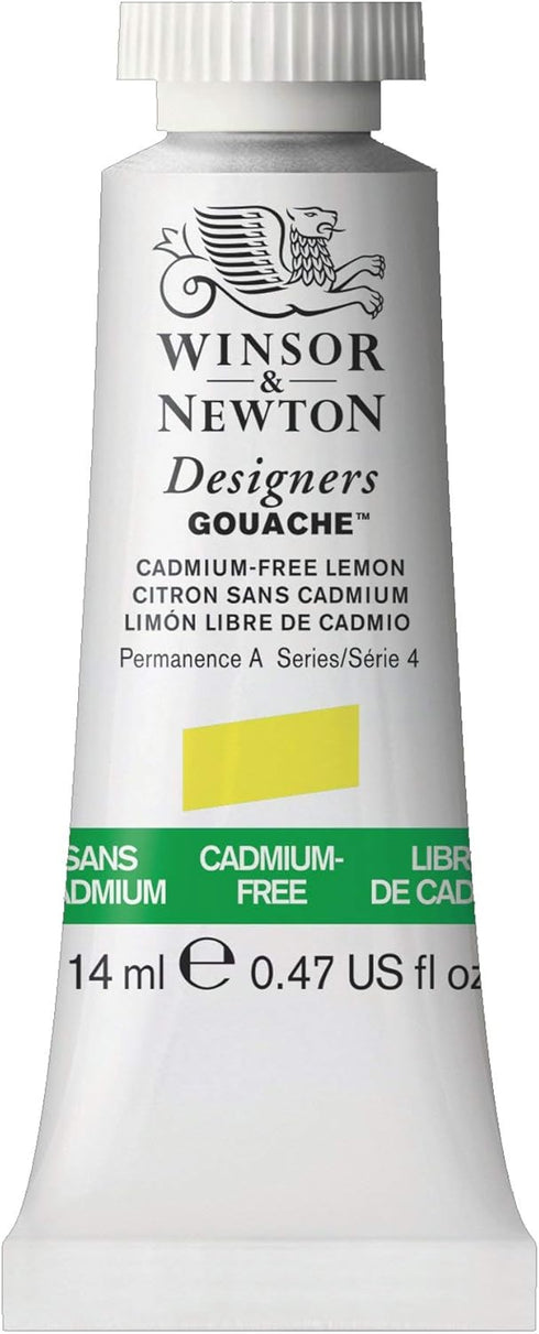 Winsor & Newton Designer's Gouache, 14 ml (0.47oz) tube, Cadmium-Free Lemon...