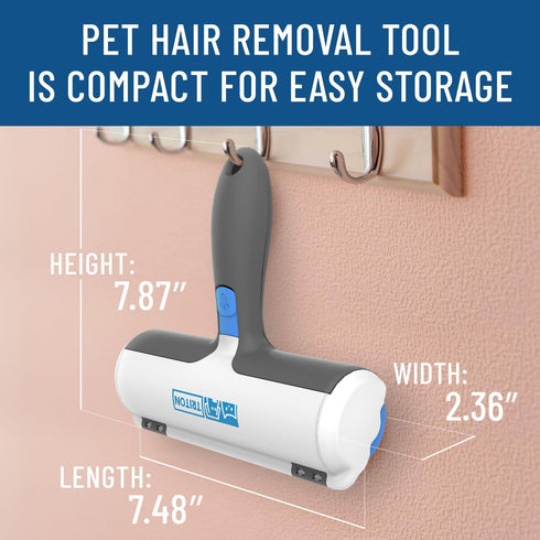 Triton Pet Hair Remover w/Fur Trapping Compartment - Easy to Use Pet Hair Removal Tool - Cat & Dog Hair Remover for Couch, Furniture, Clothes, Bed...