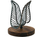OwlGift Freestanding Modern Napkin Holder w/Golden Turquoise Wrought Iron Leaf & Brown Wooden Base Design, Tabletop Tissue Dispenser, Napkin Stora...