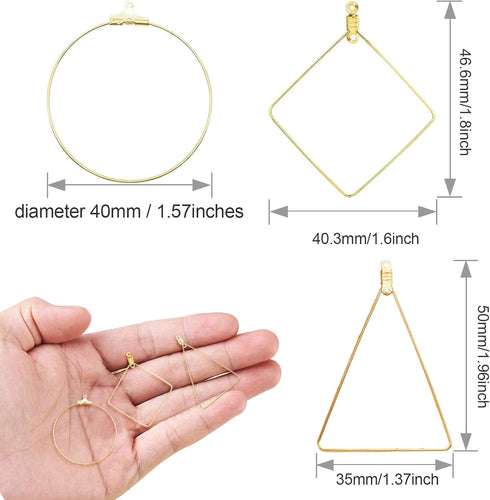 Huwujiu 120pcs Earrings - Round, Square, Triangle - Gold, White - Earring Findings...