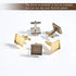 PH PandaHall 24 pcs 3 Colors Brass Cufflink Cuff Button Pads 16mm Square Tray Bezel Cufflink Blanks with Clear Cabochons for Shirt Cloth Accessori...