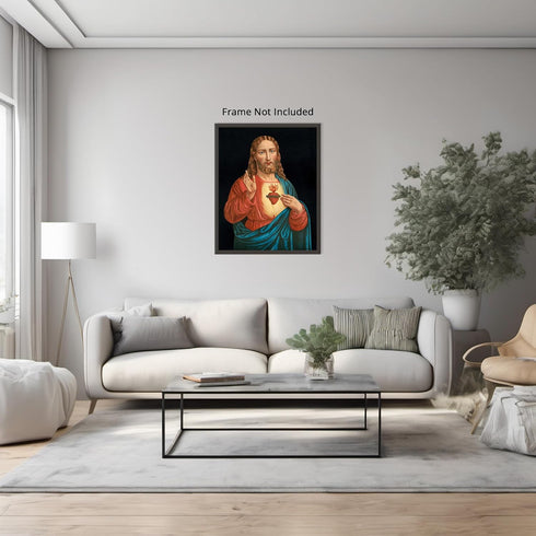 Posterizer 1 pcs-Heart of Jesus painting poster-Religious Posters-Gifts for Christians -Decor for Church, Sunday School Classroom- unframed wall a...