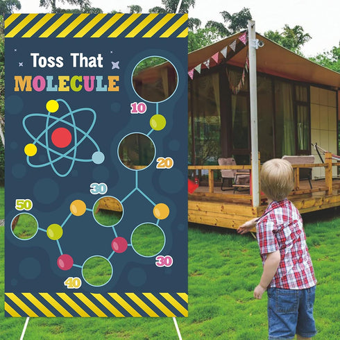 Science Toss Games Banner Backdrop Chemistry Toss that Molecule Theme Decor Decorations for School Science Laboratory Lab Science Classroom Boy Gi...