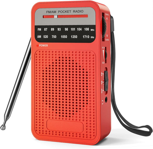 Portable Radio AM FM, Goodes Transistor Radio with Loud Speaker, Headphone Jack, 2AA Battery Operated Radio for Long Range Reception, Pocket Radio...