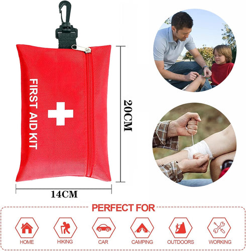 First Aid Kit - 97 Piece - Small Travel First Aid Kit, Ideal for Cars, Schools, Sports, Homes, Travel, Camping, Hiking...