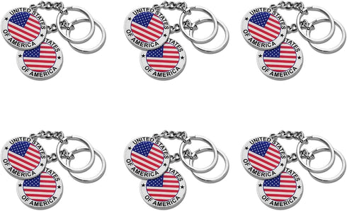 12 Pack US United States Keychain NYC Metal Key Ring Star Stripe US Flag Souvenir Patriotic Gift...