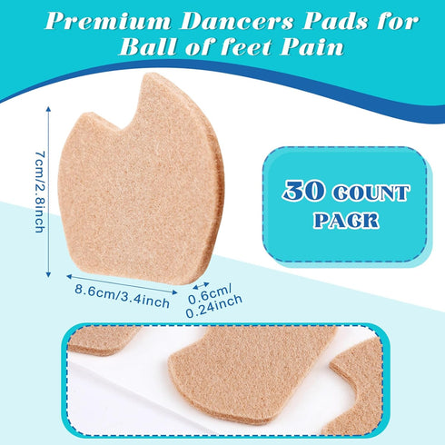 SATINIOR 30 Pcs Foot Pads for Dancer Sesamoiditis Pads for Feet Large Area Corn Pads Metatarsal Pads Felt Forefoot Cushion Pads Dancers Pads for M...