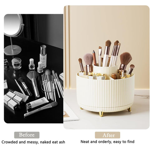 MIUOPUR Makeup Brush holder Organizer, 360° Rotating Make up Brush Holder, 5 Slots Pen Holder for Desk, Storage Cup for Lipsticks/Comb/Beauty Tool...