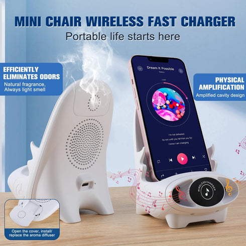 Portable Mini Chair Wireless Charger Phone Holder,Wireless Fast Charger Multifunctional Phone Holder, Multifunctional Wireless Fast Charging Stati...
