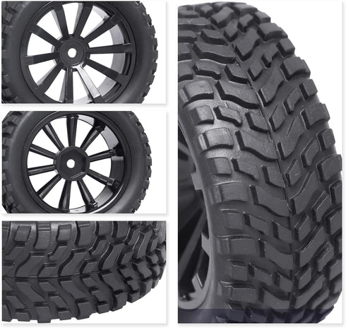 4Pcs 12mm Hex RC Wheels Tires Height 2.99 inch (76mm) for 1/10 On Road and 1/14 1/16 1/18 Scale Models Cars Truck Buggy with Foam Inserts...