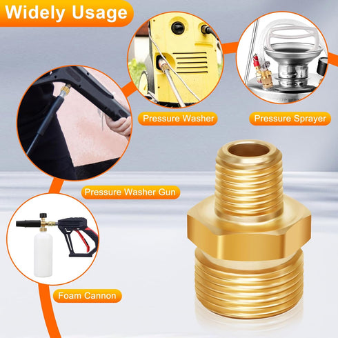 Boltigen M22 x 1/4NPT Pressure Washer Adapter, 2PCS M22 to 1/4 NPT Pressure Washer Coupler, 1/4" Male to M22 Male Adapter, M22 Pressure Washer Hos...