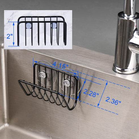 Toplife Sponge Holder for Kitchen Sink, Rust-Proof Suction Cup Sponge Caddy - Black...
