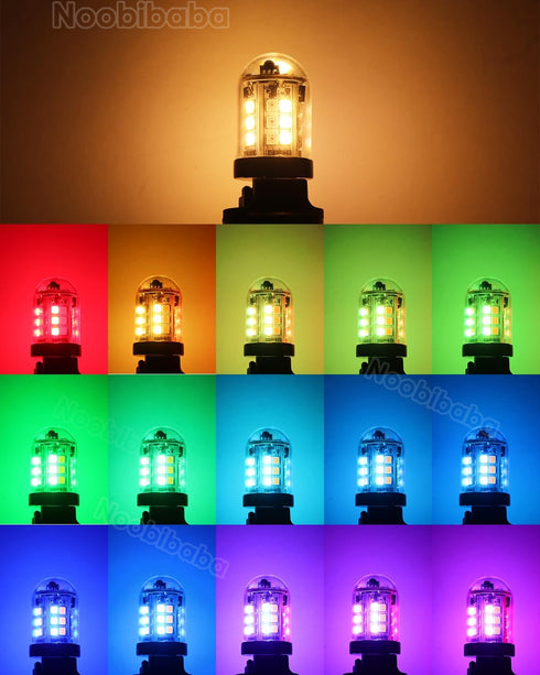3156 Color Changing LED Bulbs, RGB S8 Wedge Base LED Light Bulb 12V 24V, Warm White+15 Multicolor for Landscape Lighting (3 Bulbs and one Remote)...