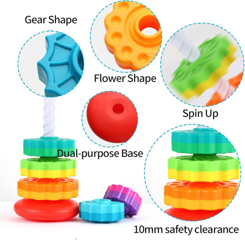 Spinning Stacking Toys - Rainbow Tower, Kids Stackable Spinning Toy, Educational Toy for Toddlers 1-3, Strong ABS Plastic, Color & Shape Recogniti...