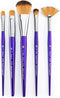 Royal & Langnickel Moderna, 5pc Oval Mop Variety Brush Set for All Painting Mediums, Includes - Mop, Fan & Half Moon Brushes Purple...