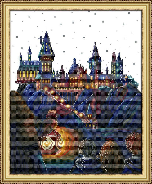 Stamped Cross Stitch Kits 14Count 13.6x16.8 inch DIY Needle Work for Home Decor Magic Castle...