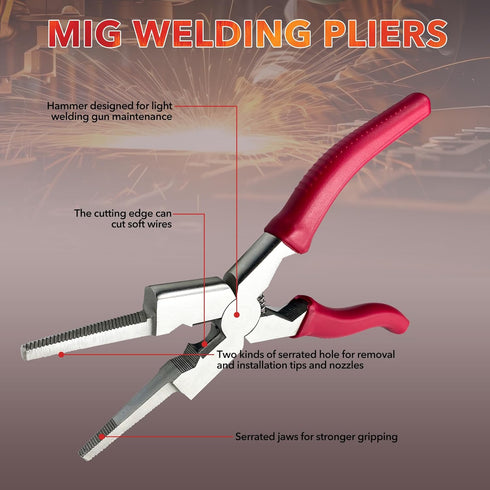 MIG Welding Pliers 8'' Multifunction Carbon Steel Welpers with Insulated Handle, Drop Forged Long Nose Pliers Wire Cutting Pliers Welding Tools fo...